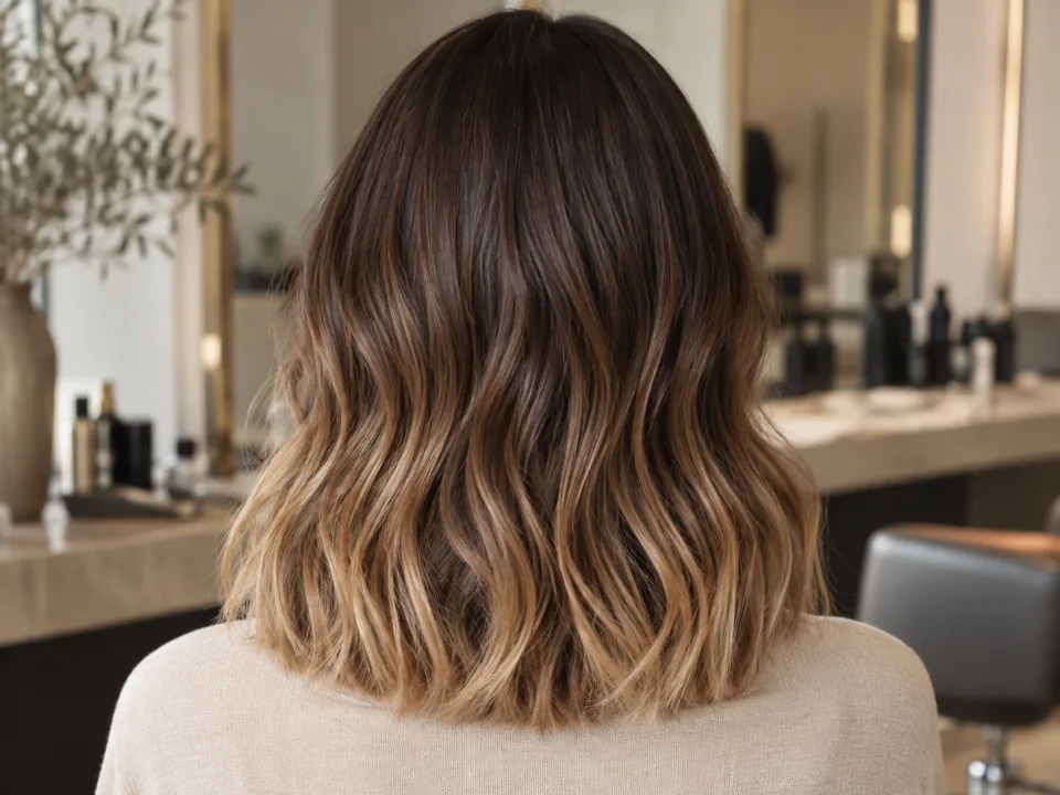 Ombré miel éditorial sur cheveux bruns